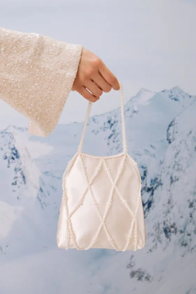 Lulus Gloria Ivory Satin Pearl Pouch Handbag In Neutral