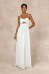 Lulus Glorious Elegance White Pleated Sleeveless Lace-up Maxi Dress In White