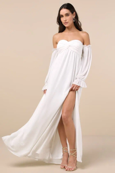 Lulus Corfu Charm Ivory O-ring Halter Maxi Dress In White