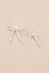 Lulus Glowing Vibe White Pearl Bow Earrings In White