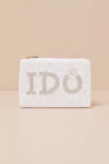 Lulus Glowing Vow White Beaded Zipper Pouch In White