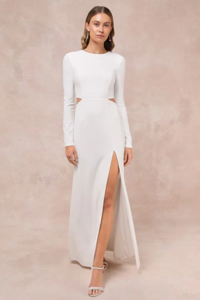 Lulus Going For The Wow White Long Sleeve Cutout Maxi Dress