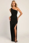 Lulus Good Times Only Black One-shoulder Maxi Dress In Black