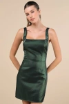 Lulus Gorgeous Aesthetic Emerald Taffeta Sleeveless Mini Dress In Green