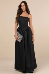 Lulus Gorgeous Extravagance Black Floral Jacquard Maxi Dress In Black