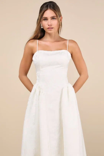 Lulus Gorgeous Extravagance White Floral Jacquard Maxi Dress