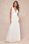 Lulus Gorgeous Forever Ivory Chiffon Lace Pleated Backless Maxi Dress In Ivory