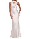 Lulus Gorgeous Vow Satin Mock Neck Cowl Mermaid Maxi Dress - Petite In White In White