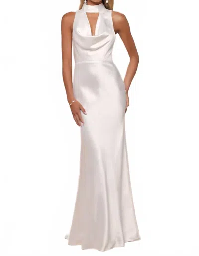 Lulus Gorgeous Vow Satin Mock Neck Cowl Mermaid Maxi Dress - Petite In White