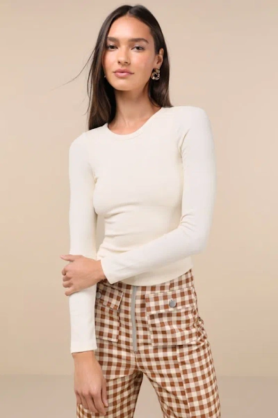 Lulus Got My Back Cream Long Sleeve Backless Top In White