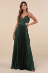 Lulus Got The Glam Emerald Green Pleated Cutout Maxi Dress In Emerald Green