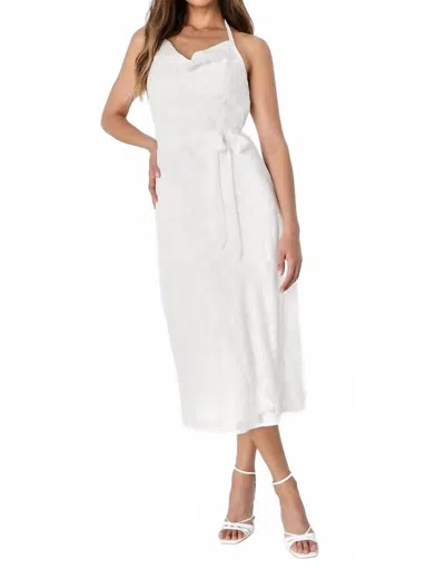 Lulus Graceful Floral Jacquard Halter Elegant Midi Dress - Plus In White