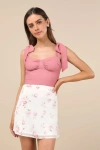 Lulus Gracefully Sweet Mauve Bustier Tie-strap Tank Top In Mauve