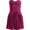 Lulus Greer Plissé Strapless Minidress In Gold