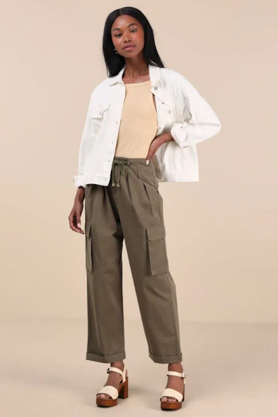 Lulus Greeta Olive Green Straight Leg Cargo Pants