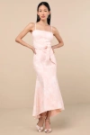 Lulus Gwenth Blush Floral Jacquard High-low Midi Dress