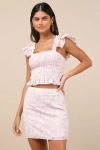 Lulus Haddie Light Pink Embroidered High-rise Mini Skirt