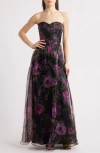 Lulus Hadley Floral Print Strapless Gown