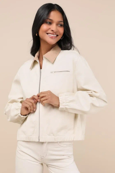 Lulus Haimi Cream Cotton Barn Jacket In White