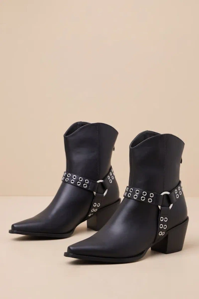 Lulus Hallee Black Pointed-toe Ankle Booties