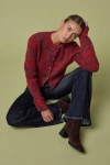 Lulus Haller Red Space Dye Cropped Cardigan Sweater In Red