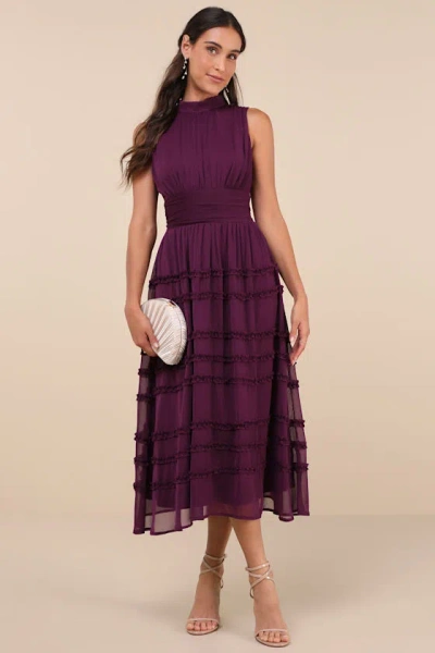 Lulus Happily Sweet Purple Mock Neck Backless Midi Dress