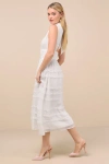 Lulus Happily Sweet White Mock Neck Backless Midi Dress In White