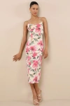 Lulus Harleigh Light Yellow Floral Column Halter Midi Dress