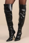 Lulus Harpwood Black Over-the-knee Boots In Black