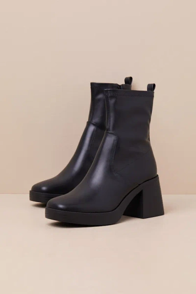 Lulus Harrington Black Platform Ankle Boots