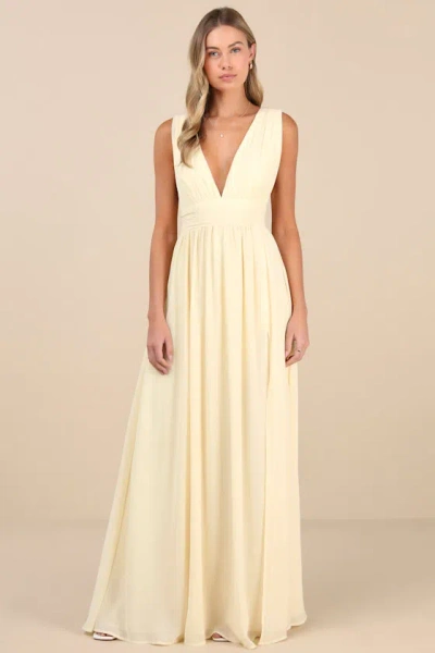 Lulus Heavenly Hues Pale Yellow Maxi Dress