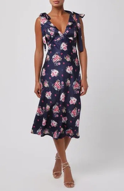 Lulus Henrieta Tie Strap Midi Dress In Blue