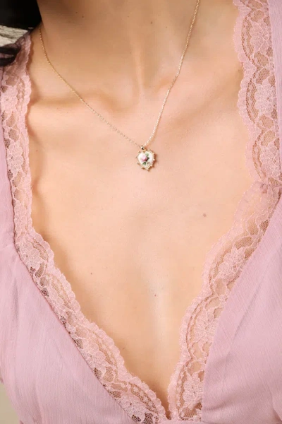 Lulus Heviana 14kt Gold Heart Pendant Necklace In Metallic