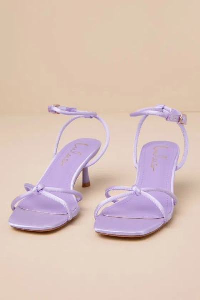 Lulus Hewett Lilac Satin Ankle Strap Low Heel Sandals