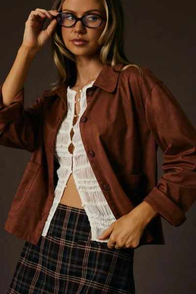 Lulus Hilary Brown Suede Collared Jacket