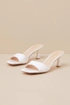 Lulus Honorine White Patent High Heel Slide Sandals In White