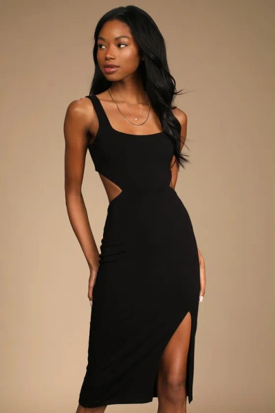 Lulus How I Feel Black Cutout Bodycon Midi Dress