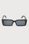 Lulus Icon Ready Black Rectangular Sunglasses In Black