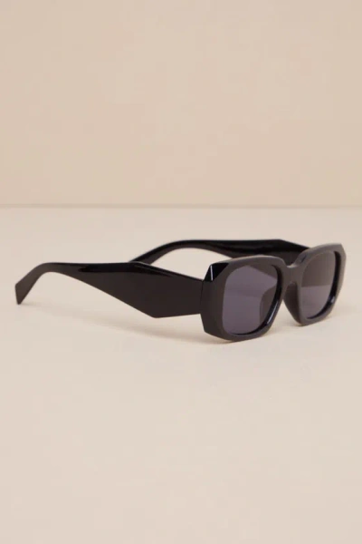 Lulus Iconic Overview Black Rectangular Sunglasses