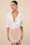 Lulus Idalia Blush Sequin High-rise Mini Skirt