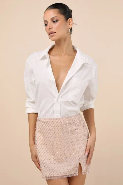 Lulus Idalia Blush Sequin High-rise Mini Skirt