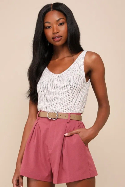 Lulus Ideal Choice Dark Rose Pink Textured High-rise Shorts