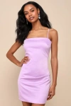 LULUS IDEAL PERFECTION LAVENDER SATIN SLEEVELESS MINI DRESS