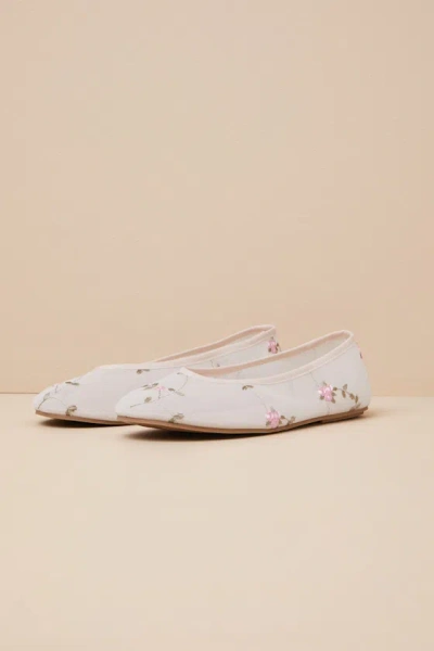 Lulus Idony Light Nude Floral Mesh Ballet Flats In Beige