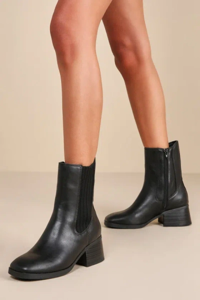 Lulus Idriya Black Chelsea Ankle Boots