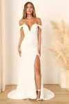 Lulus Idyllic Perfection White Plunge Sleeveless Mermaid Maxi Dress In White