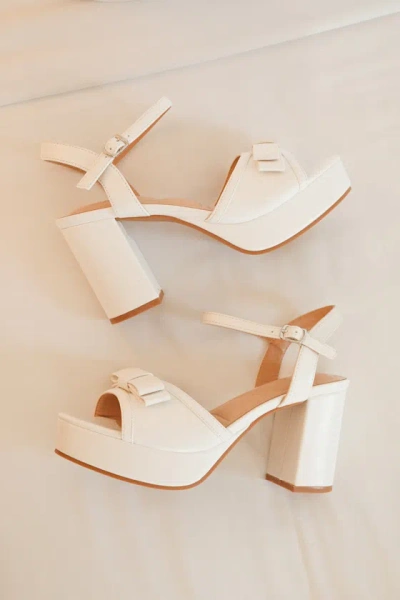Lulus Iggy White Platform Ankle Strap High Heel Sandals In Neutral