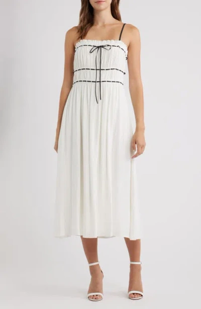 Lulus Ilse Front Tie Midi Dress In Neutral