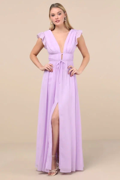 Lulus I'm All Yours Lavender Ruffled Maxi Dress In Purple