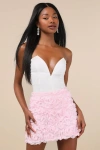 Lulus Immaculate Charm Pink 3d Floral Bodycon Mini Skirt In Pink